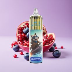 JNR Rocket-X 12400 نفخة تبخير قابل للتخلص مع تدفق هواء قابل للتعديل وإنارة RGB وملف شبكي 1.2 أوم ونكهة توت ورمان