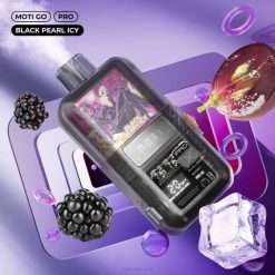 MOTI vape pods UAE - MOTI Go Pro الفيب القابل للتصرف (5%، 12000 نفسة) اللؤلؤة السوداء الجليدية 8624Y12